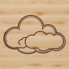 A white cloud-shaped vector graphic illustration.