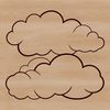 A stylized illustration of a white cumulus cloud in a clear sky.