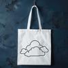A white, puffy cloud icon suitable for vector designs and digital art projects.