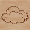A vector graphic representation of a fluffy cumulus cloud against a blue background.
