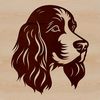 A detailed vector graphic design of a cocker spaniel's facial features.