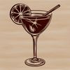 An SVG clip art design featuring a detailed drawing of a mixed drink in a glass.
