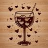 Heart-tastic Cocktail Illustration A colorful cocktail in a glass, featuring love hearts design.