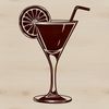 A graphic representation of a mixed drink served in a glass, ideal for use with cutting machines or laser cutters.