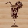 Vibrant Drink Clip Art Design A glass containing a colorful cocktail garnished with fresh fruits and herbs.