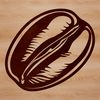 A high-quality illustration of a single coffee bean in a simplified style.