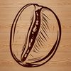 A detailed illustration of a single coffee bean in its natural form.