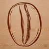 A simple SVG design featuring a solitary coffee bean with detailed lines and shapes.