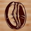 Illustrated coffee bean graphic with detailed design.