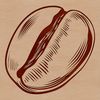 A high-resolution graphic representation of a coffee bean designed as clip art.