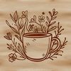 Floral Coffee Cup Clip Art A white coffee cup with floral patterns on it, ideal for graphic design projects.