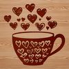 Heartfelt Coffee Design A stylized illustration of a coffee cup with love hearts design.