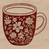White Ceramic Cup Design A white ceramic cup with a rounded body and handle, perfect for holding hot beverages.