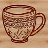 A standard cup design made from vector lines for digital cutting machines and laser cutters.