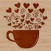 Floral Cup Design with Love Hearts A simple cup design with floral patterns and love hearts, suitable for graphic design projects.