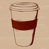 A simple illustration of a coffee cup with clean lines and minimal design.