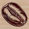 An illustration of a single coffee bean, ideal for crafting projects and vector designs.