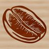 A digital representation of a single coffee bean with precise lines and shapes.