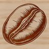 A coffee-themed clip art design featuring a detailed coffee bean shape.