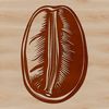 A simple line art illustration of a single coffee bean in a minimalist style.