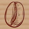 A simple representation of a single coffee bean as a scalable graphic.