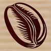 A high-quality digital illustration of a single coffee bean with detailed texture and realistic shading.