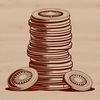 Stacked Coin Collection A digital illustration of a set of stacked coins in various denominations.