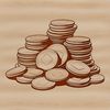Vector Coins Design for Digital Crafting Illustrative design of various denominations of coins in a row, ideal for vector graphics and digital crafting.