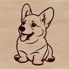 A stylized illustration of a corgi sitting on its hind legs, created as vector art.