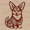 An illustration of a cute corgi animal in a seated position.