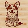 Ornate Vector Dog Clip Art Design A seated Corgi illustration featuring ornate details in vector format.