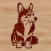 Colorful Corgi Clipart Design A digital illustration of a corgi sitting on its hind legs.