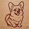 A vector illustration of a sitting corgi dog in a neutral pose.
