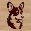 A digital illustration of a Corgi dog's head, suitable for use in vector art projects.