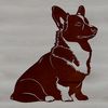 Small Corgi Silhouette A small-sized dog breed, the corgi, sitting on its hind legs.
