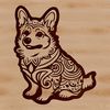 Corgi Illustration in Detailed Style A seated corgi illustration in ornate detail.