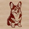 A vector illustration of a Corgi breed dog sitting on its hind legs.