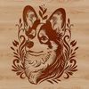Corgi Illustration with Intricate Details A cartoon illustration of a Corgi's head with intricate details.