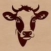 Farm Friends Cartoon Illustration An illustration of a farm animal's head, a cow with a distinctive facial expression.
