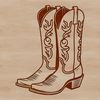 Western Wear Design A pair of cowboy boots with intricate stitching and laces in a vector design format.