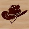 A classic western-style hat with a wide brim and high crown, suitable for vector art designs.