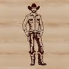 A digital illustration of a cowboy in a classic western style, suitable for vector graphics and cutting machine projects.