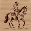 Ranch Hand Illustration A stylized illustration of a cowboy riding a horse, created as a scalable vector graphic (SVG).