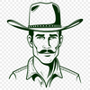 Rugged Cowboy Silhouette Vector A stylized illustration of a cowboy in a western pose.