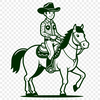 Rugged Cowboy on Horseback Illustration A traditional cowboy riding a horse, illustrated in vector format.