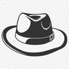 Stylized Cowboy Hat Graphic Design A stylized illustration of a classic cowboy hat with a wide brim and high crown.