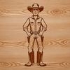 A stylized illustration of a cowboy in a classic pose, suitable for vector design and cutting machine projects.