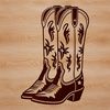 Elegant Western Footwear Illustration A pair of classic cowboy boots with intricate stitching, suitable for crafting and design projects.