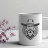 Vintage Western Line Art A line art illustration of a cowboy in classic Western attire.