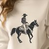 Western Cowboy Silhouette on Horseback A western-style cowboy standing on horseback, designed as vector art for various applications.